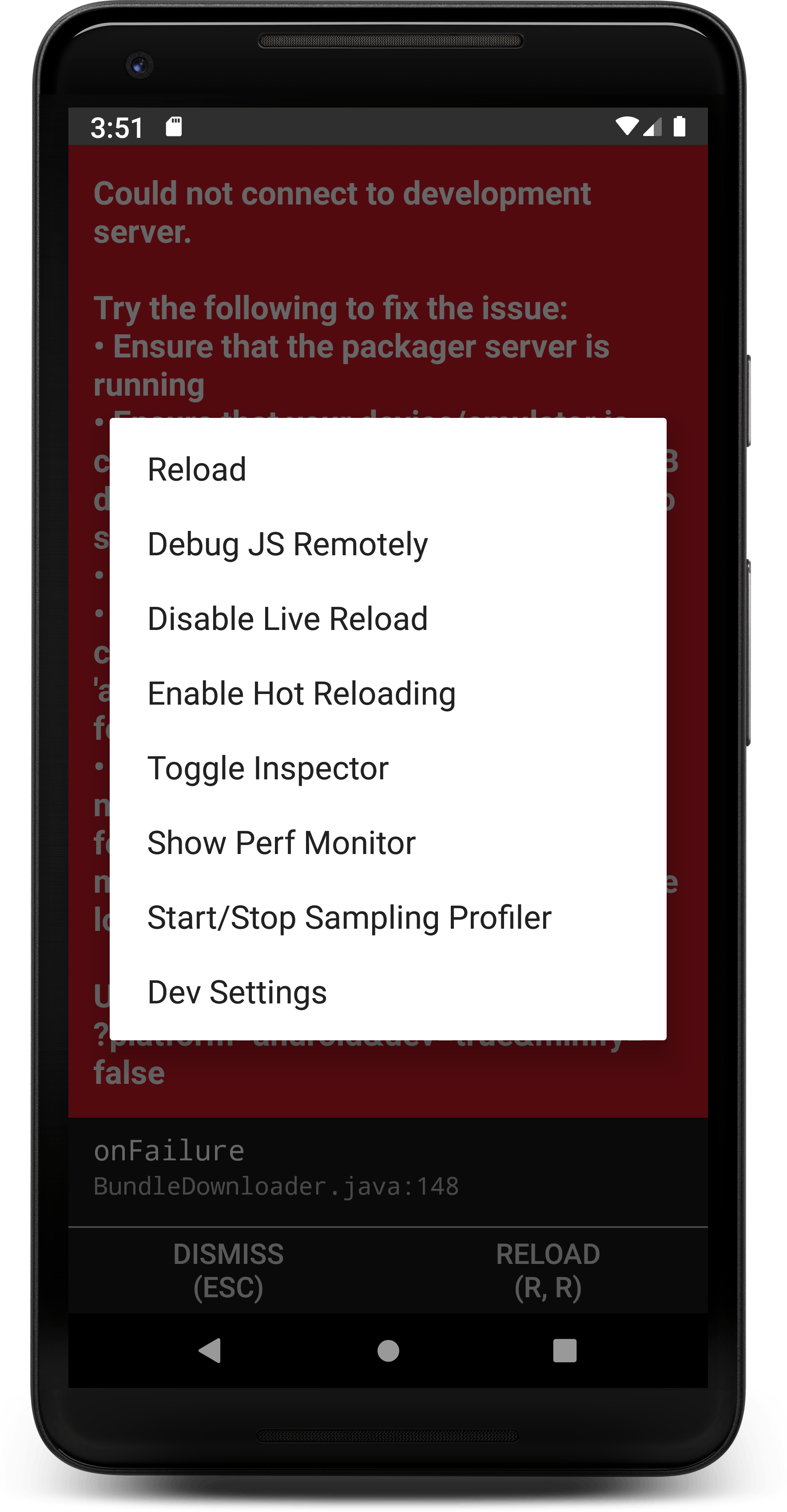 Could not connect to development server Error in React Native