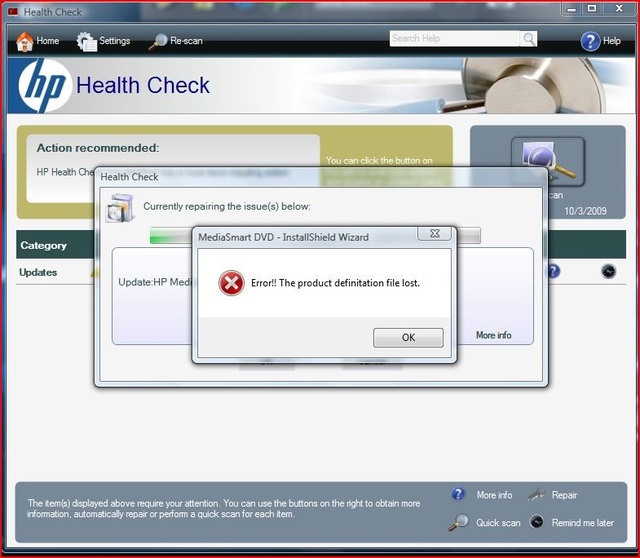Could you please let us know the os and version in which you are installing pmp. Update HP MediaSmart DVD Error - Techyv.com