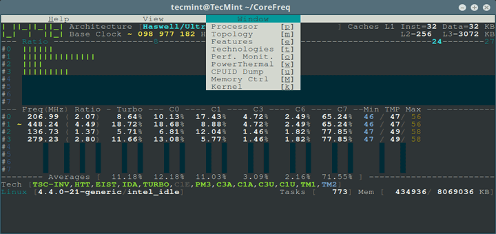 Corefreq A Powerful Cpu Monitoring Tool For Linux Systems