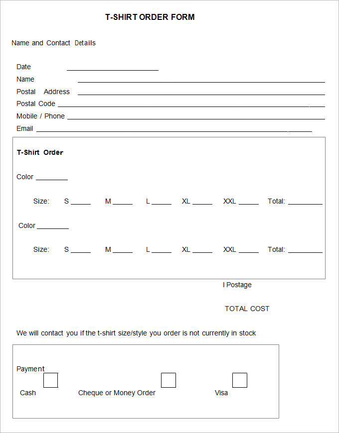 t shirt order form template 11 free word pdf documents download