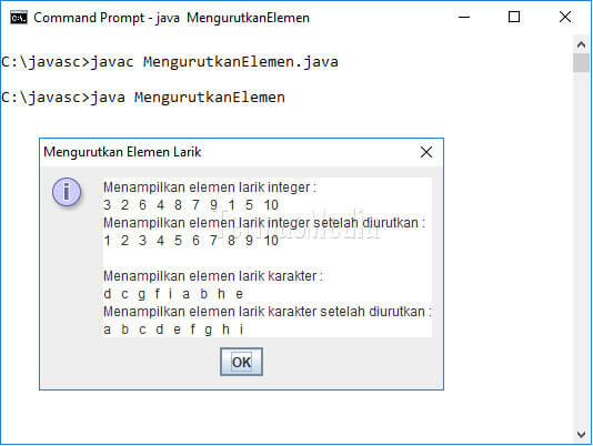 Mengurutkan (Sorting) Nilai Elemen Larik (Array) Di Java