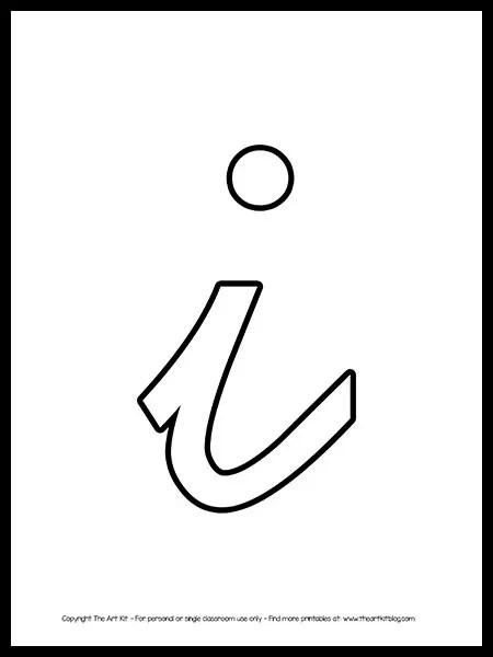 lowercase letter i cursive outline printable free the art kit
