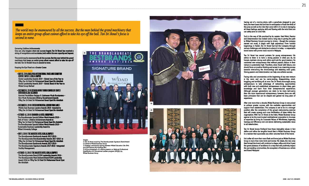 Widad business group sdn bhd: Business World Review 53 Tan Sri Dato Sri Muhammad Ikmal Opat Abdullah The Brandlaureate