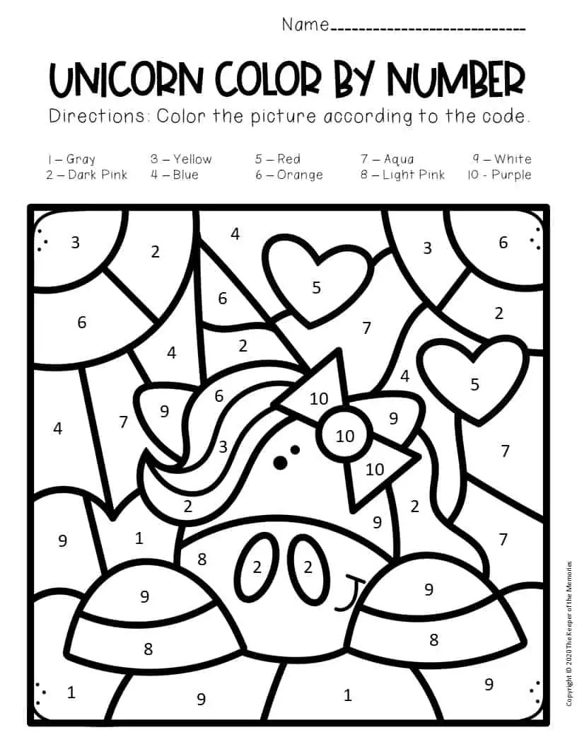 free color by number unicorn printables unicorn lying down the keeper