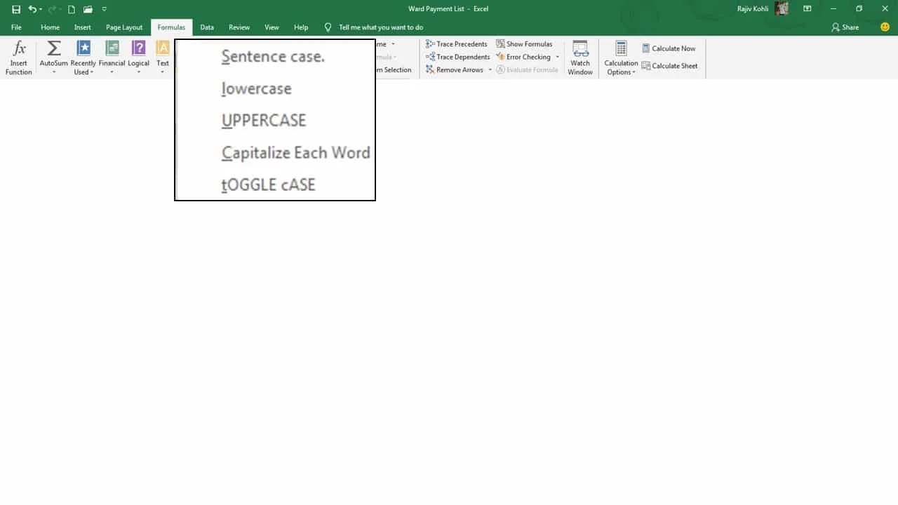 How To Change Case In Microsoft Excel 2016 2019 Tutorial