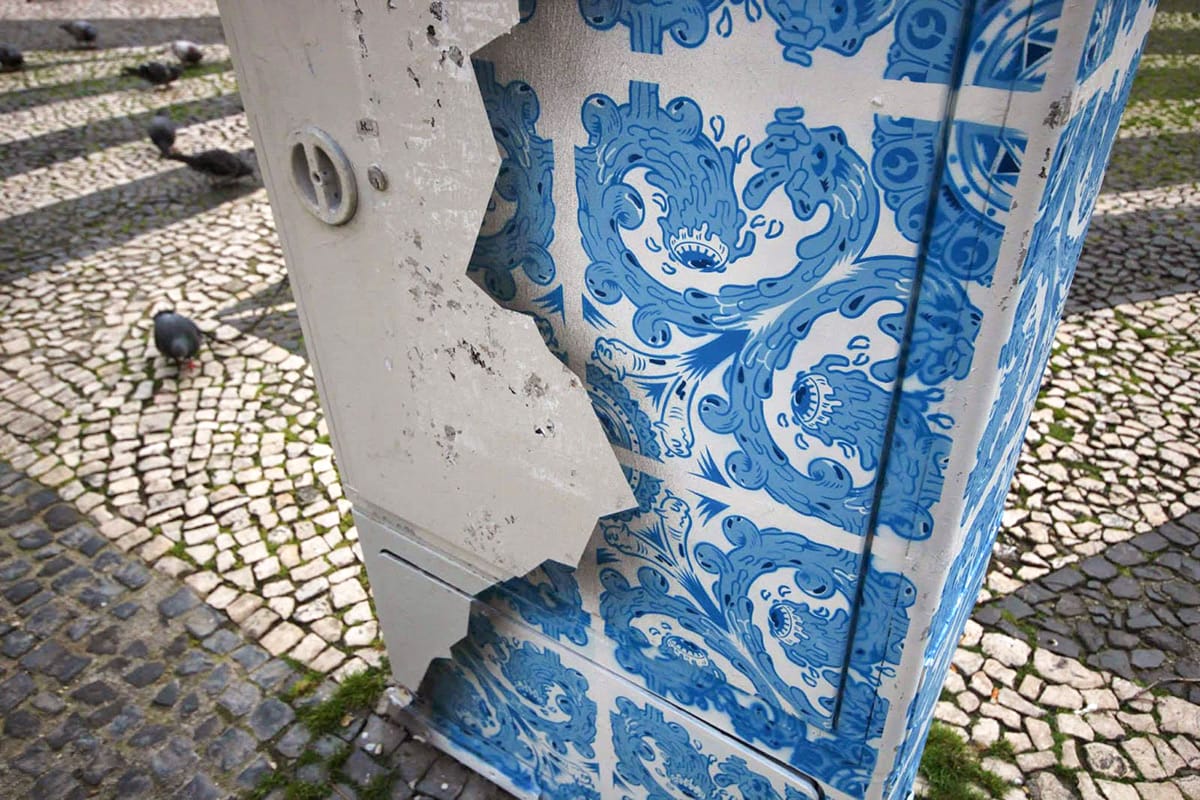 Ceramic Tile Illusion Painted On A Boring Electrical Box In Lisbon Colossal