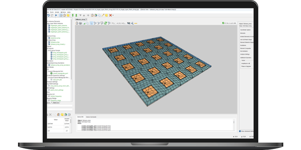 Full-wave analysis of a finite patch array in TICRA software.