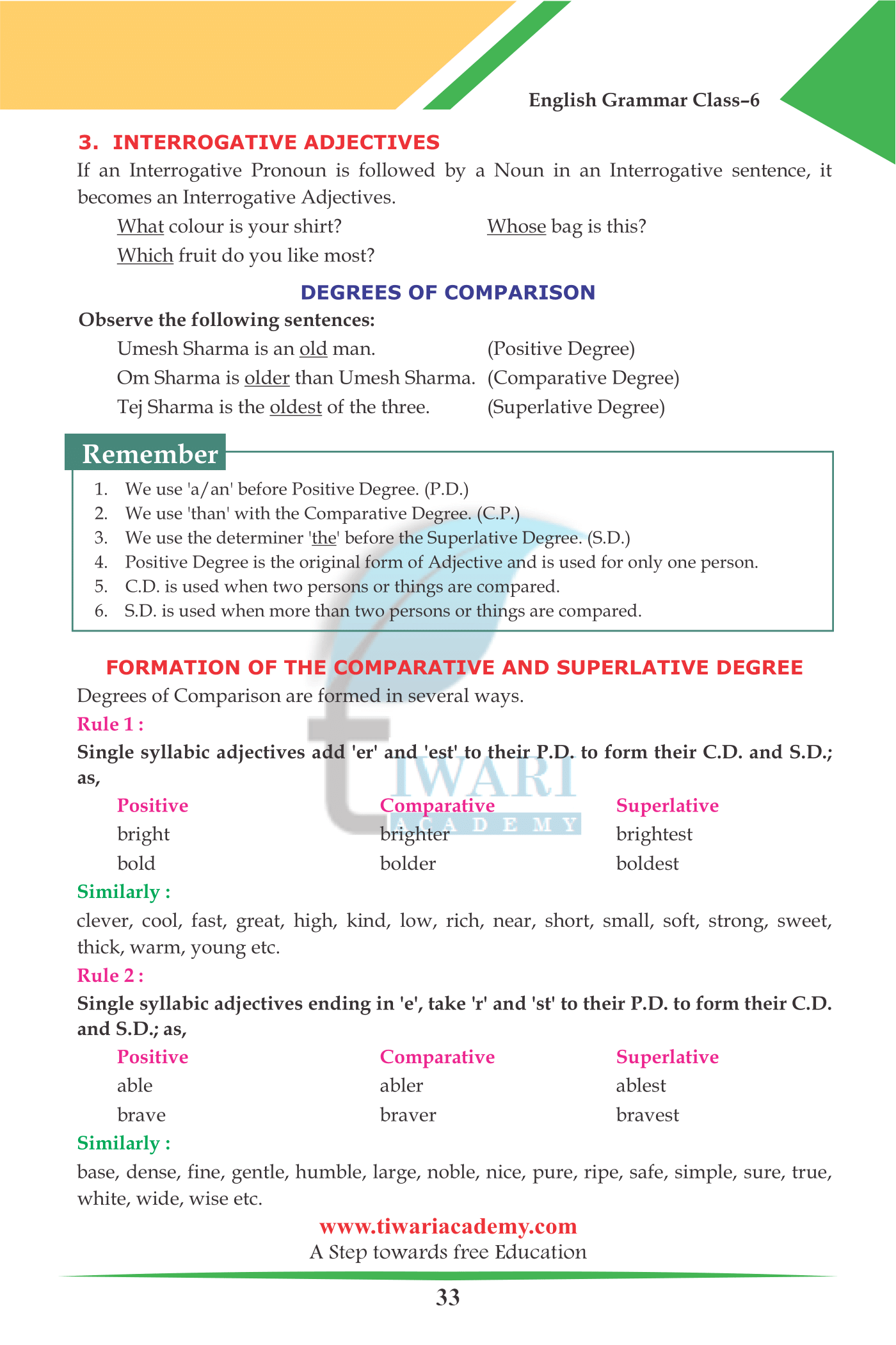 6 english grammar chapter 8 the adjective and its kinds for 2022 2023
