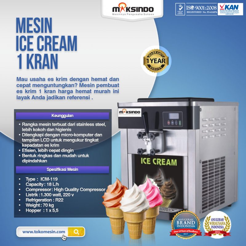 Mesin Es Krim 1 Kran ICM-119 Toko Mesin Maksindo