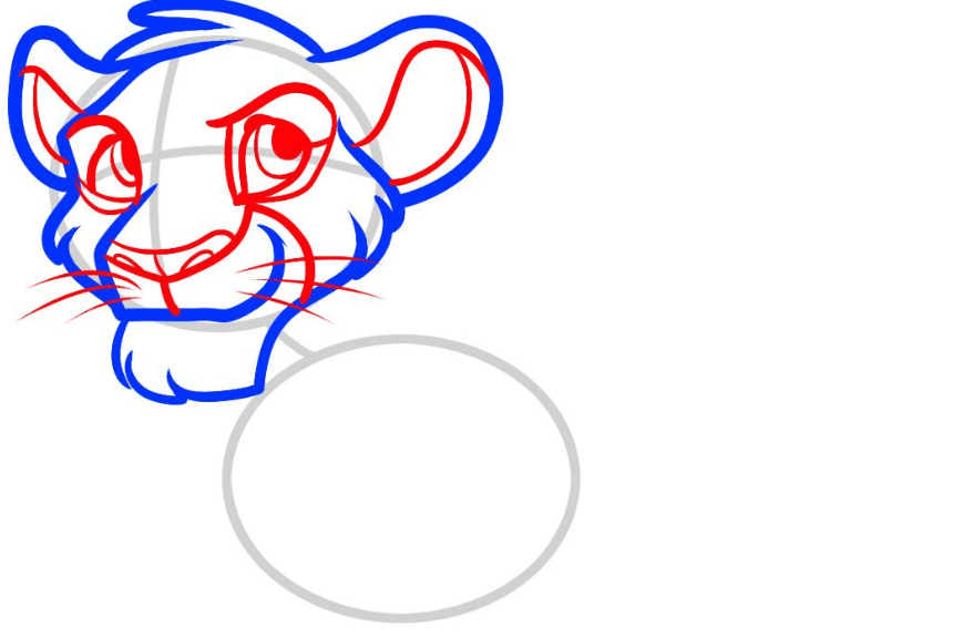 Next draw a vertical line near the left side of the circle and a horizontal line near the middle of the circle. How To Draw Simba From The Lion King Easy Tutorial 9 Steps Toons Mag