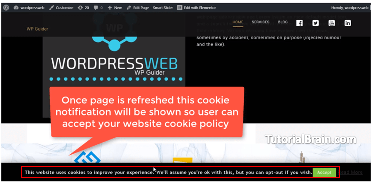 How to Add WordPress cookies notice — TutorialBrain