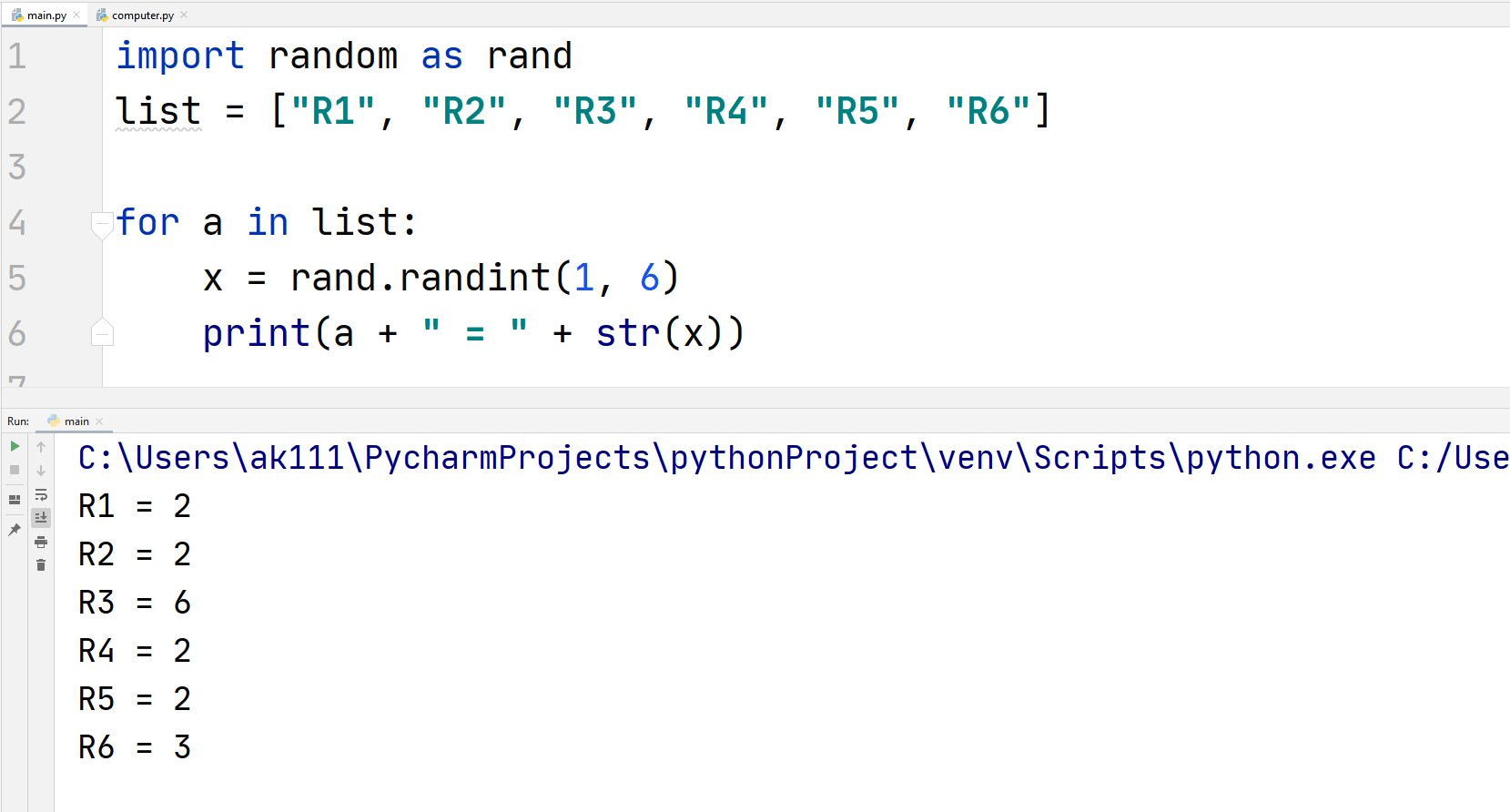 python random module function modules tried dice simulate rolled generates output above when