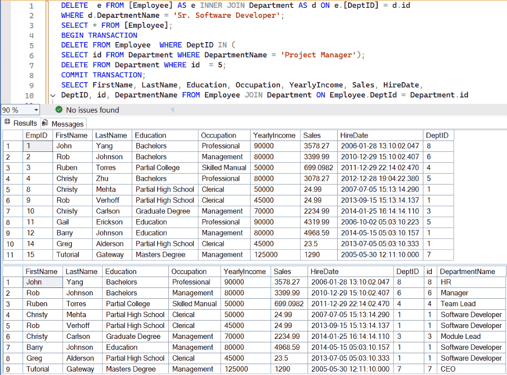 The conditions that must be met for the records to be deleted. SQL DELETE Statement