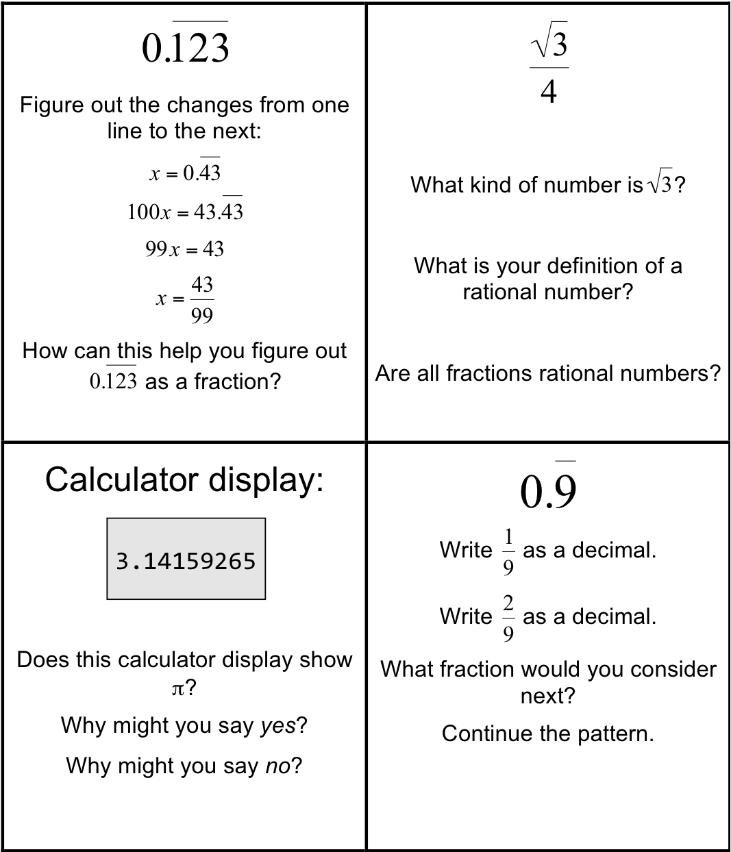 Irrational And Rational Numbers Worksheet | Printable ...