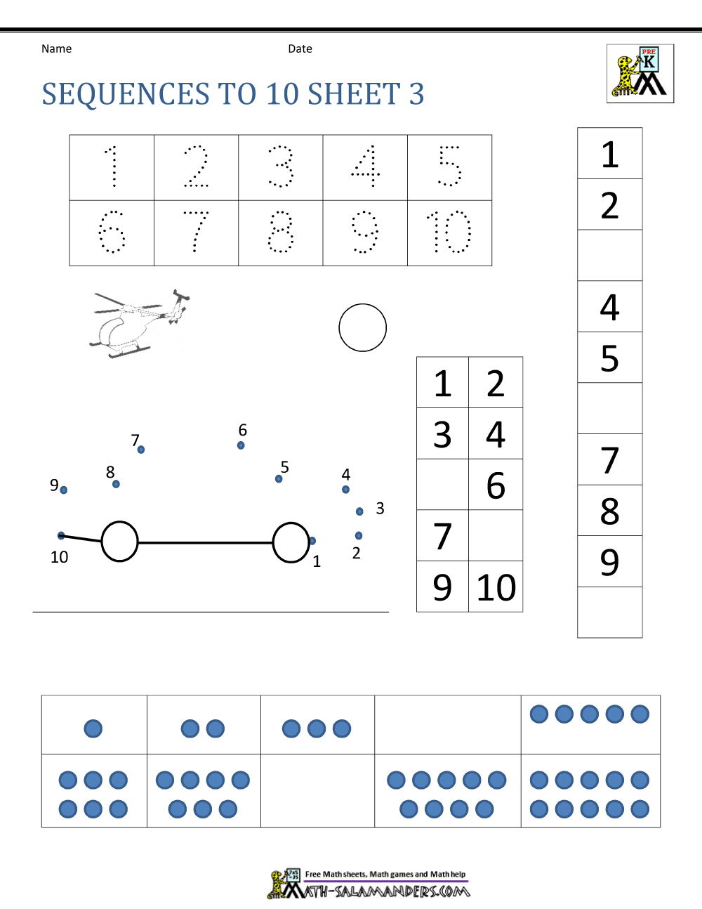 number sequence worksheets for kindergarten