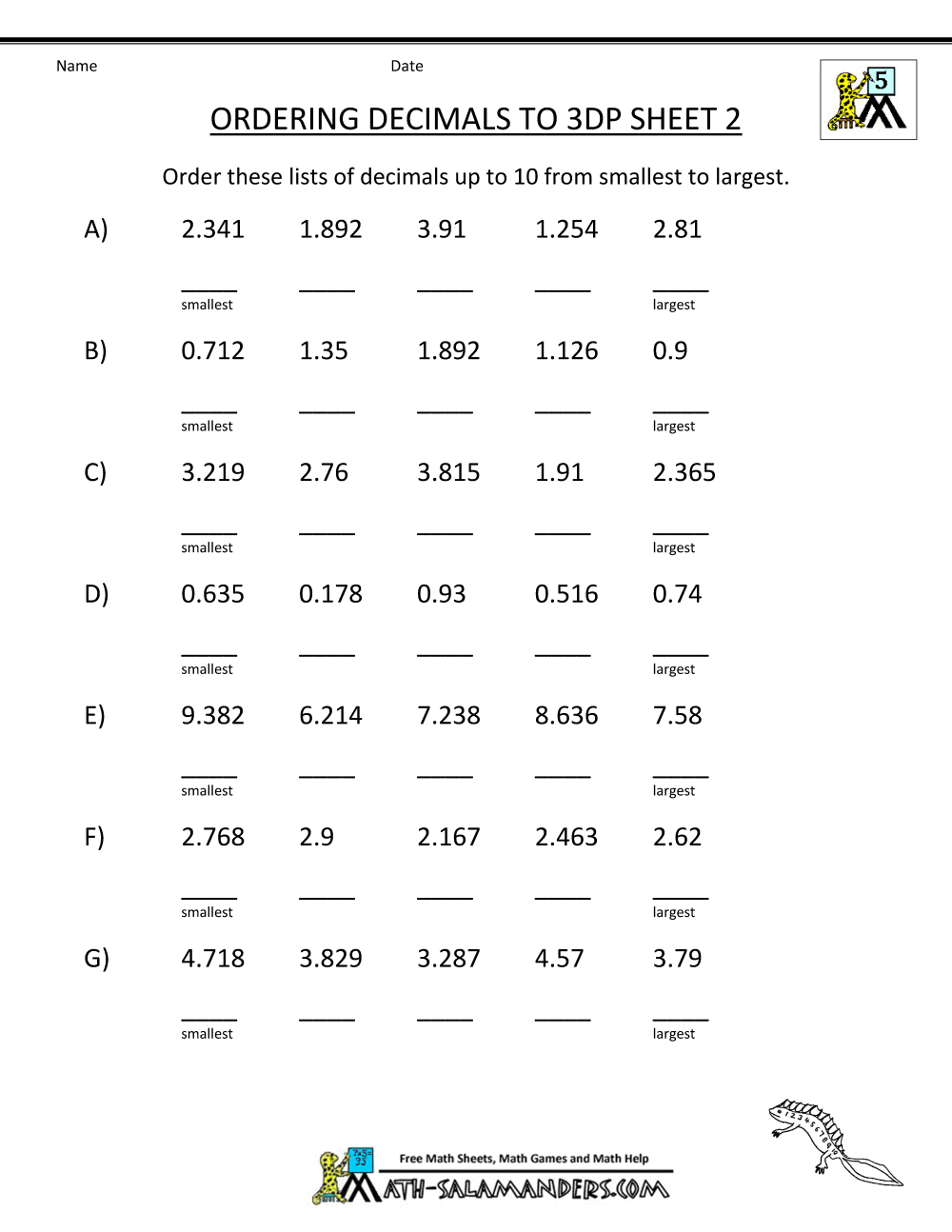 grade 5 decimals worksheets