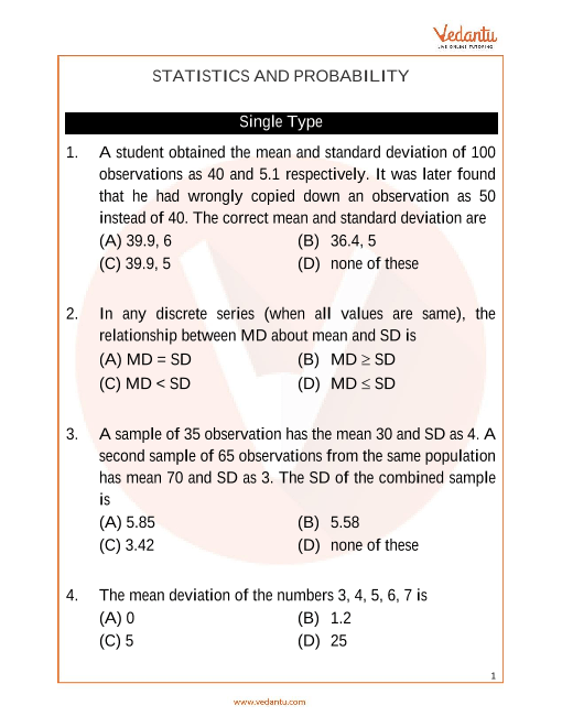 These tests require students to be fast and accurate with math facts in four operations by the time they reach the end of third. Jee Main Statistics And Probability Important Questions