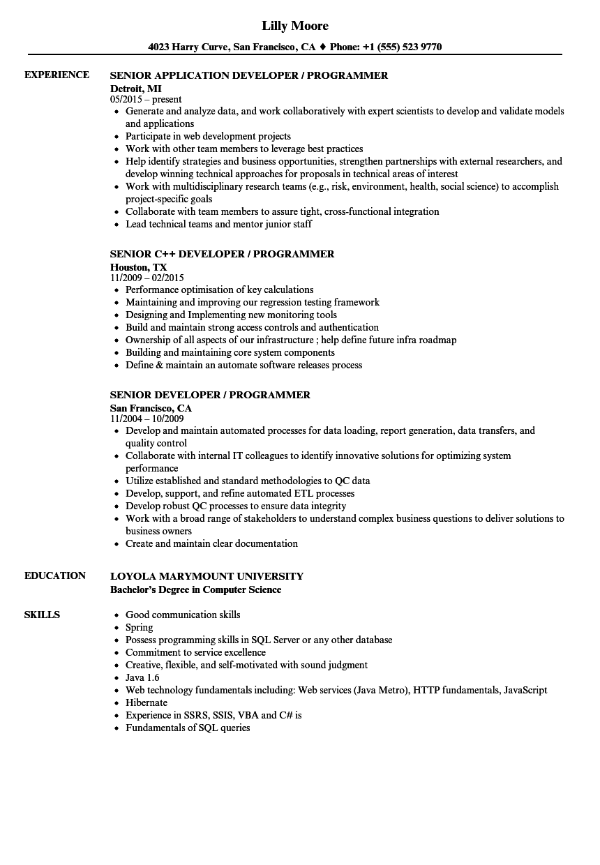 Are you just starting out in your career as a java developer, a junior java. Developer / Programmer Resume Samples | Velvet Jobs