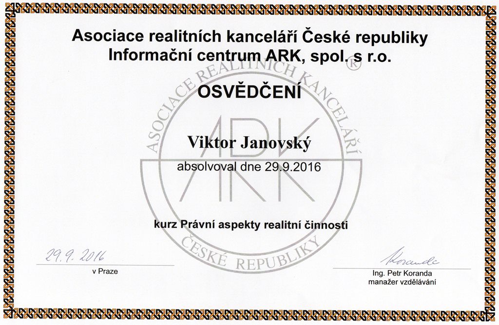 Certifikaty Viktor Janovsky