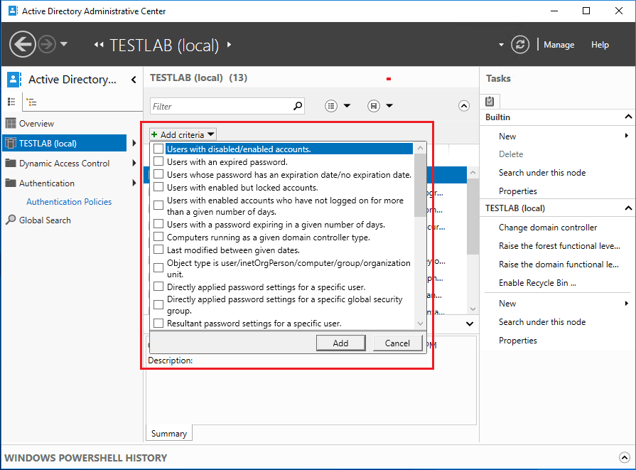 Windows Server 2016 Active Directory Administrative Center - Virtualization  Howto