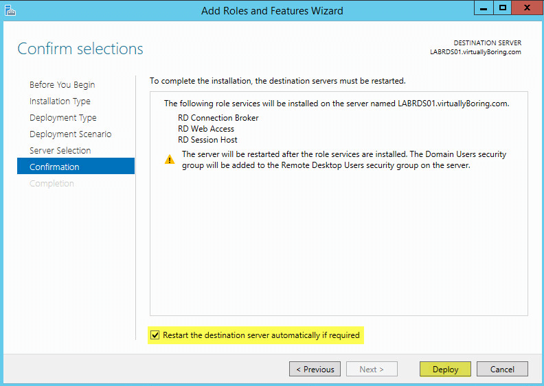 6 Remote Desktop Service - Confirmation
