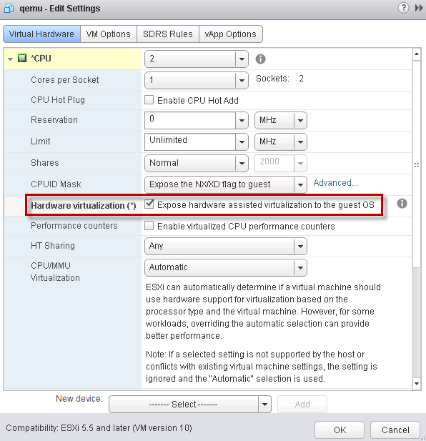 How to run Qemu & KVM on ESXi?