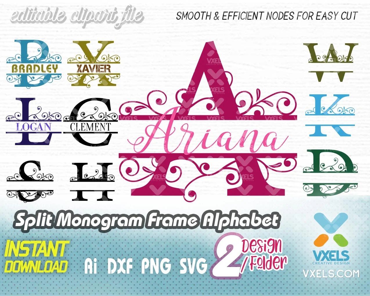 It's a fanciful way to illustrate one's possessions. Alphabet Name Frame Split Monogram Svg Letter Roman Decorative Art