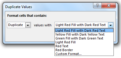 Выделите повторяющиеся значения Пример 1-3