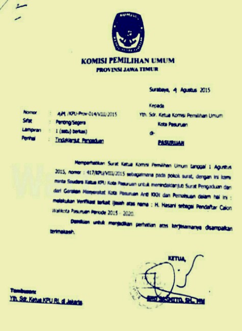 Biasanya, setiap contoh surat ini punyai template surat resmi . Kpu Pasuruan Benarkan Ada Intruksi Verifikasi Ijazah Palsu Wartabromo