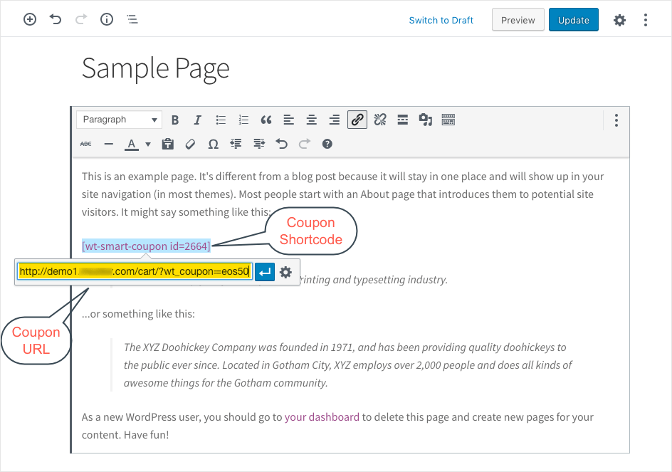 All you need to do add a line break is to press shift + enter on your keyboard. Automatically Apply Discount To The Cart With Url Coupon Using Smart Coupon Shortcodes Webtoffee