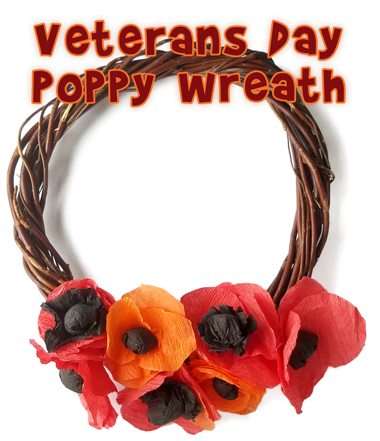 veterans day craft crepe paper poppy wreath woo jr kids activities