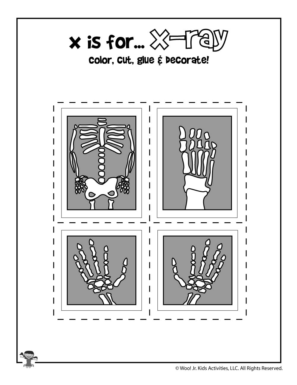 x is for x ray color cut and paste woo jr kids activities children s publishing
