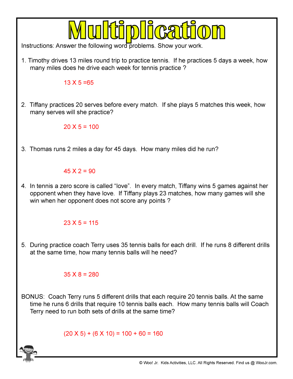 summer multiplication word problems for 3rd grade woo jr kids