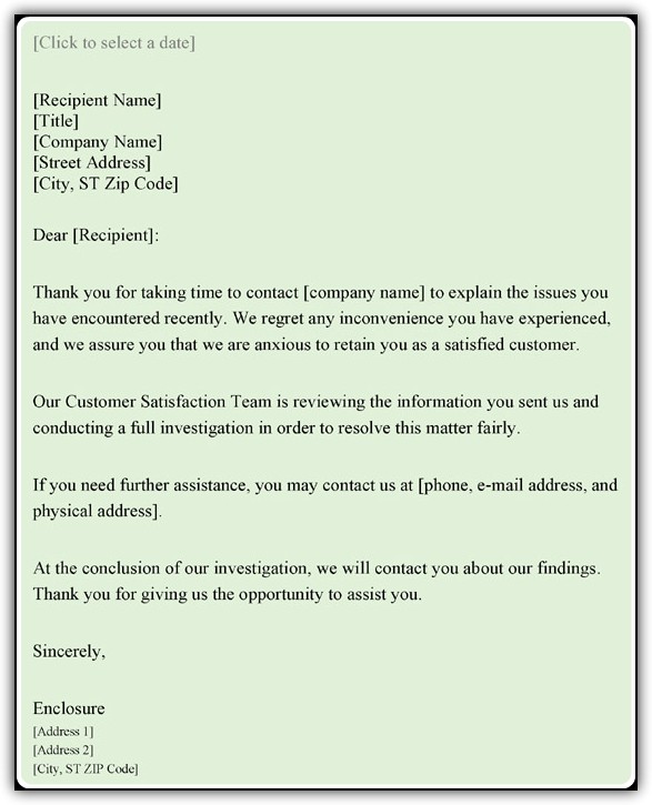 Customer Complaint Response Letter Sample {Word-PDF} Templates
