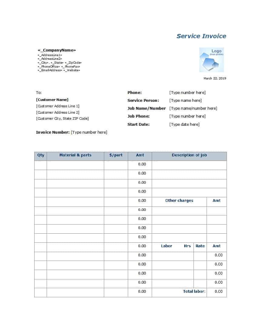 5 free service invoice templates word excel templates
