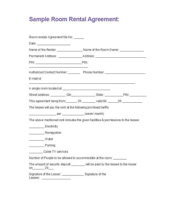 5 basic room rental agreement templates word excel templates