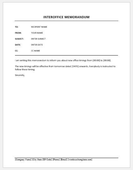 What are the basic requirements for meal periods under california law? Change Of Working Hours Memo Template Word Excel Templates