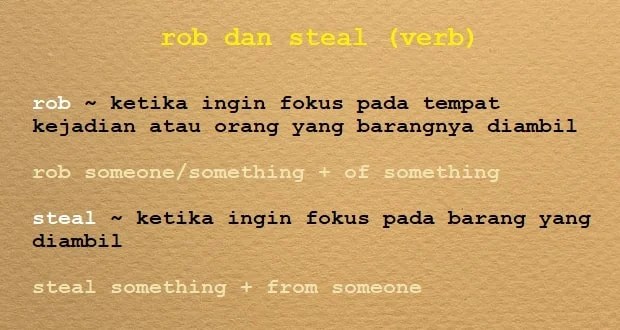 Pengertian, Penggunaan, Contoh Kalimat “Rob” dan “Steal” dan Artinya