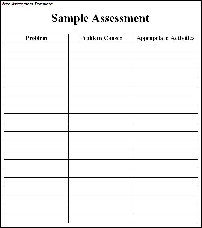 free assessment template free word templates