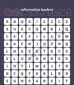 HUS KNOX LUTHER CALVIN ERASMUS ZWINGLI WYCLIFFE