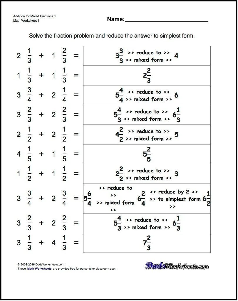 fraction addition problems worksheets worksheet hero
