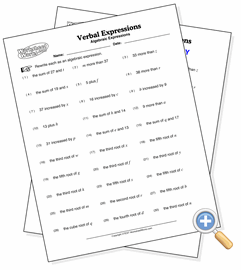 The product of 6 and a number. Verbal Expressions Algebraic Expressions Worksheetworks Com
