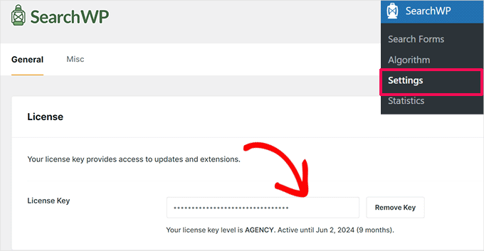 Enter SearchWP license key Enter SearchWP license key