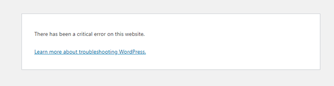Critical error in WordPress Critical error in WordPress