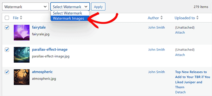 Select a watermark and click Apply Select a watermark and click Apply