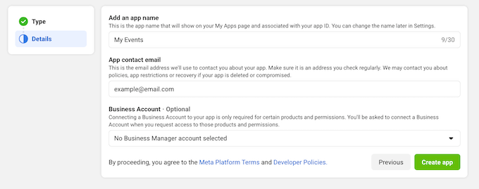 Creating a Facebook application in the Developers console Creating a Facebook application in the Developers console