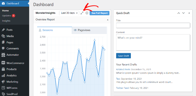 Dashboard widget stats Dashboard widget stats