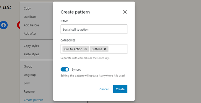 Create pattern Create pattern