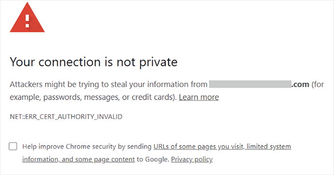 Your connection is not private error in Google Chrome Your connection is not private error in Google Chrome