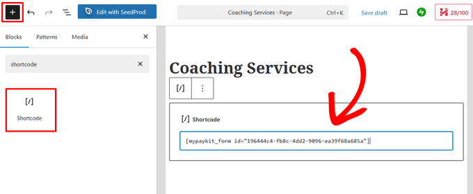 Paste the shortcode for your Square payment form Paste the shortcode for your Square payment form
